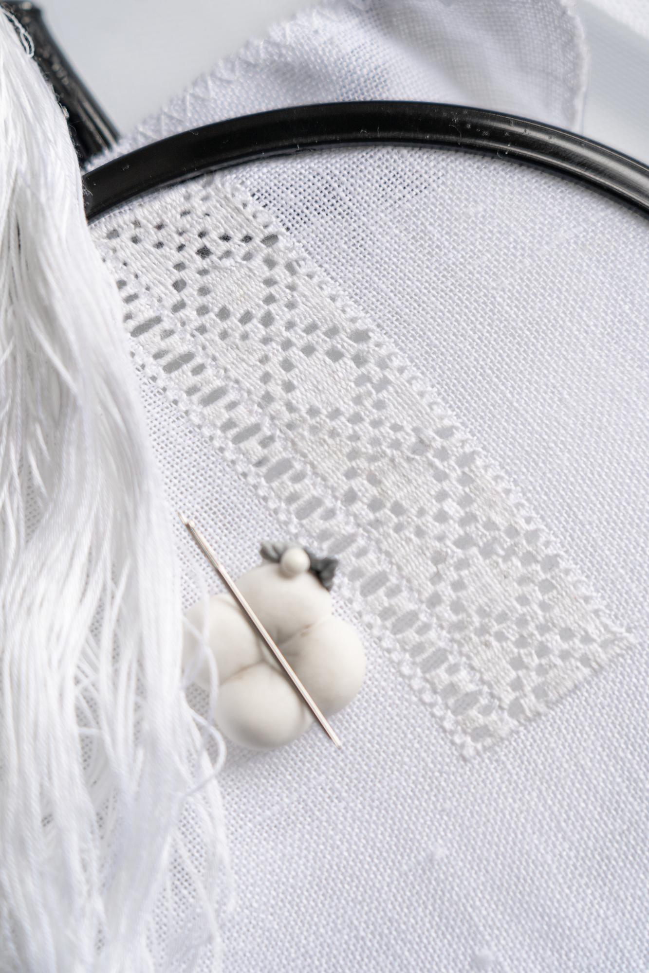 detailed floral embroidery on linen