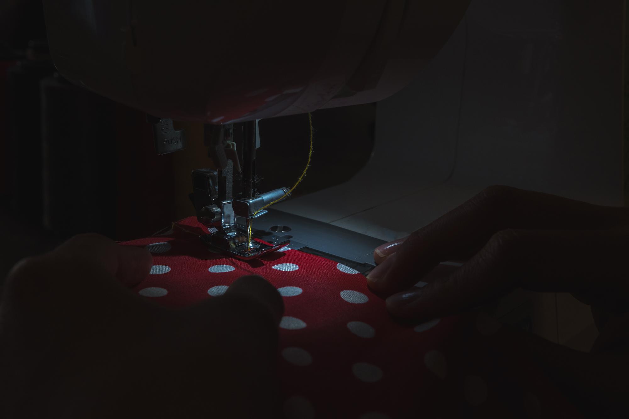 industrial embroidery studio workspace with machine
